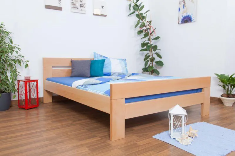 Holzbett 160 x 200 cm Buche massiv Natur mit Lattenrost Abbildung