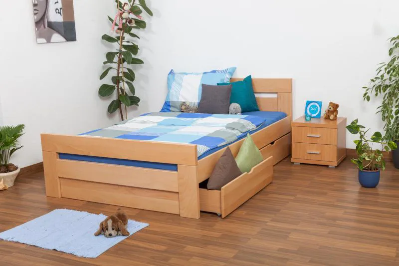Massivholz Bettgestell Buche 140 x 200 cm Natur Abbildung