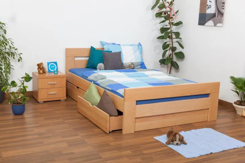 Stauraumbett Buche 140 x 200 cm Natur Abbildung
