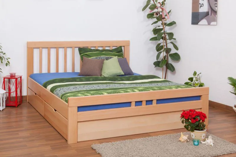 Bett 180 x 200 cm Buche massiv Natur Abbildung