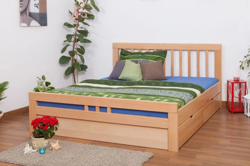 Bett 180 x 200 cm Buche massiv Natur Abbildung