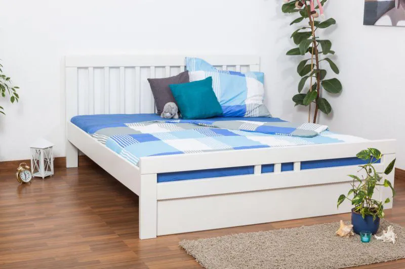 Buche Holzbett 180 x 200 cm Weiß Abbildung