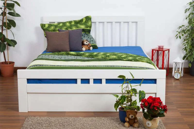 Buche Bett 160 x 200 cm Weiß Abbildung