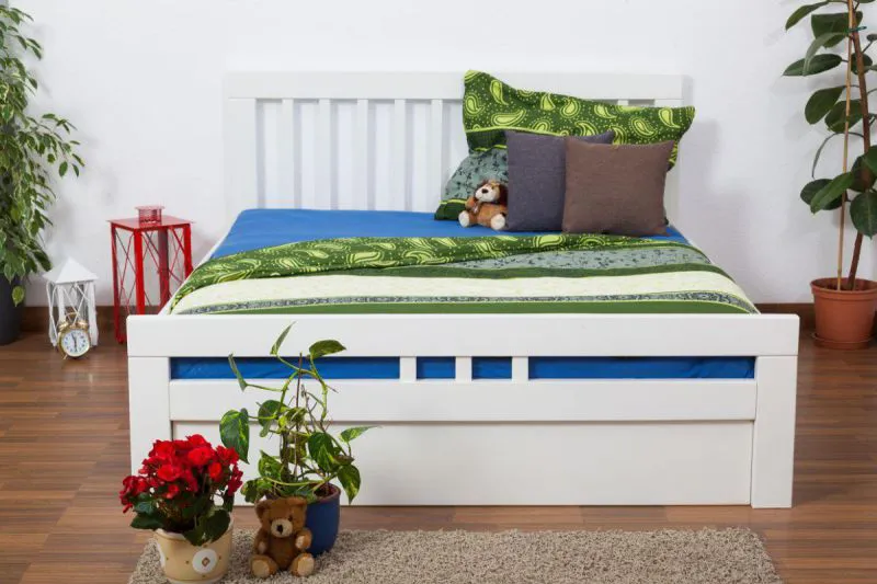 Weißes Buche Stauraumbett 160 x 200 cm Weiß Abbildung