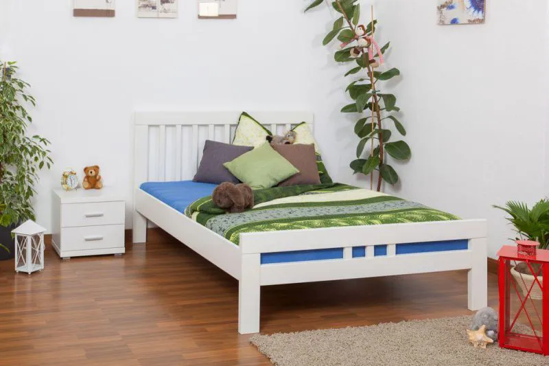 Weißes Buche Holzbett 140 x 200 cm Weiß Abbildung