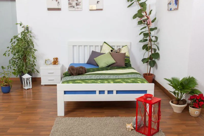 Buche Bett 140 x 200 cm Weiß Abbildung