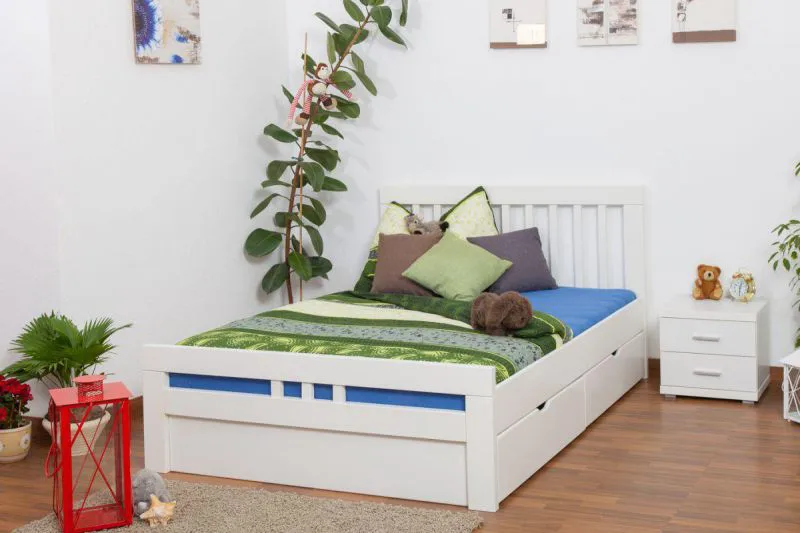 Weißes Buche Holzbett 140 x 200 cm Weiß Abbildung