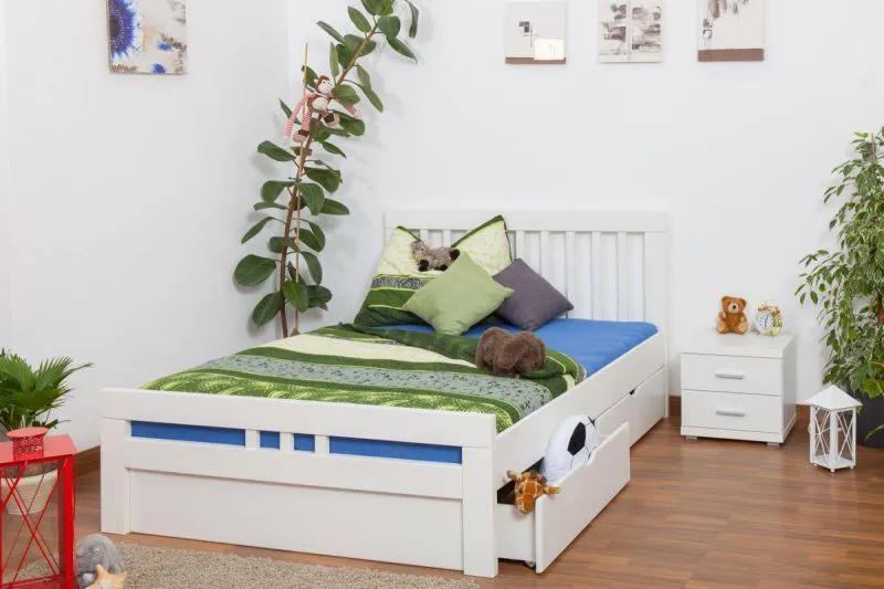 Weißes Buche Stauraumbett 140 x 200 cm Weiß Abbildung