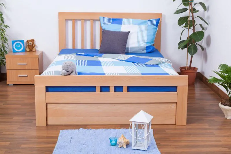 Buche Schubladenbett 140 x 200 cm Natur Abbildung