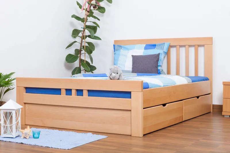 Holzbett 140 x 200 cm Buche massiv Natur Abbildung