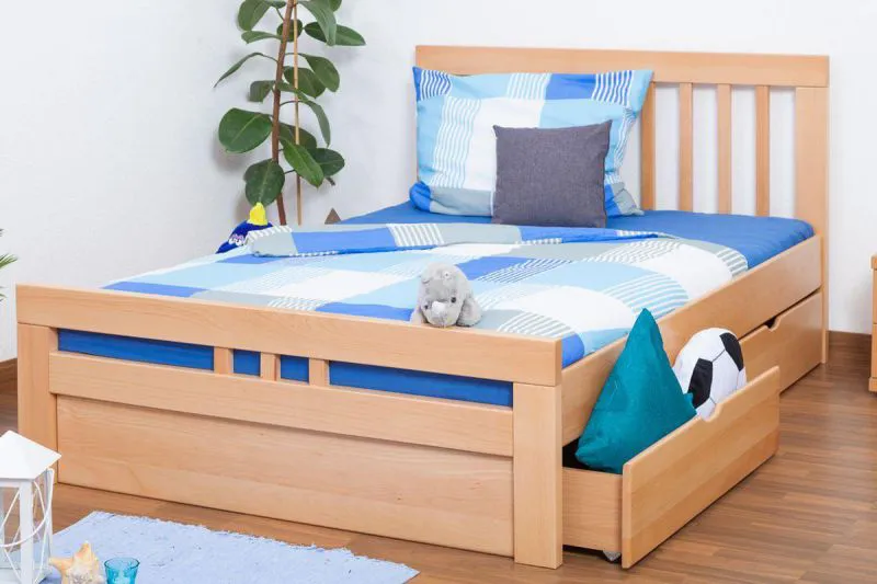 Buche Schubladenbett 140 x 200 cm Natur Abbildung