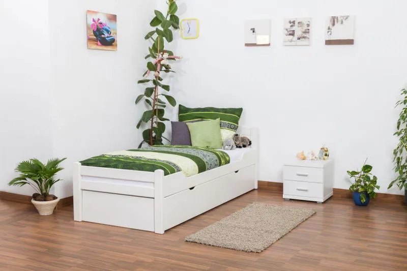 Weißes Buche Stauraumbett 90 x 200 cm Weiß Abbildung