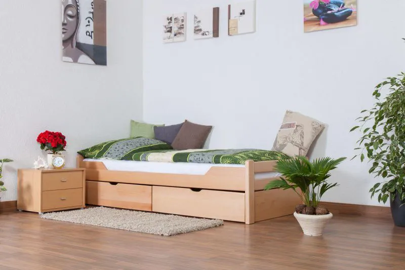 Buche Stauraumbett 90 x 200 cm Natur Abbildung