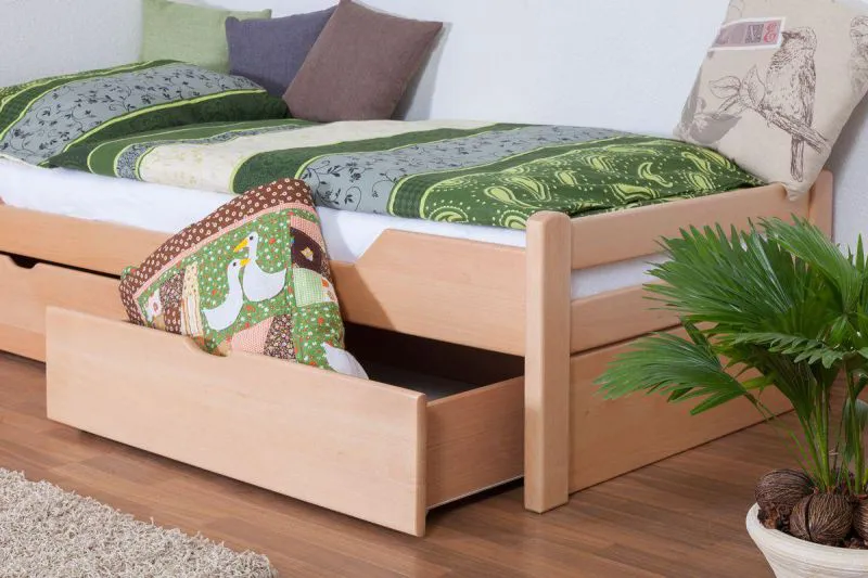 Stauraumbett Buche 90 x 200 cm Natur Abbildung