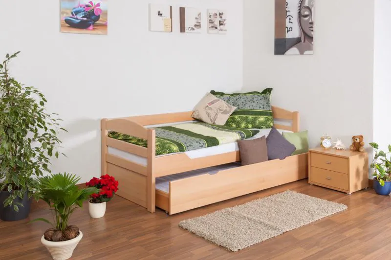 Stauraumbett Buche 90 x 200 cm Natur Abbildung
