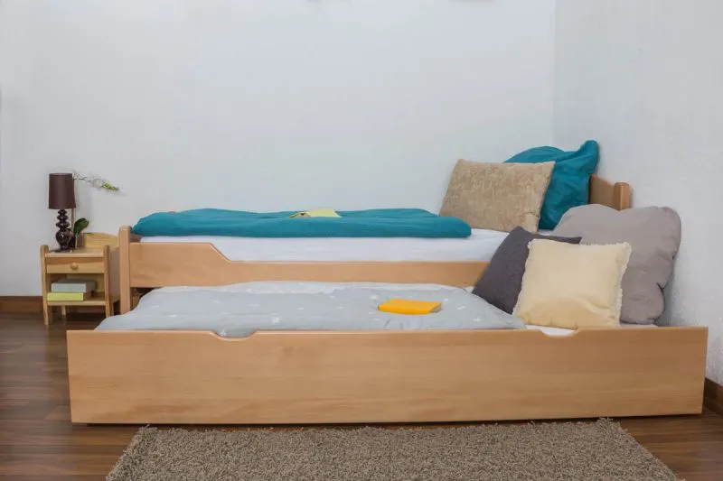 Schubladenbett 90 x 200 cm Buche massiv Natur Abbildung