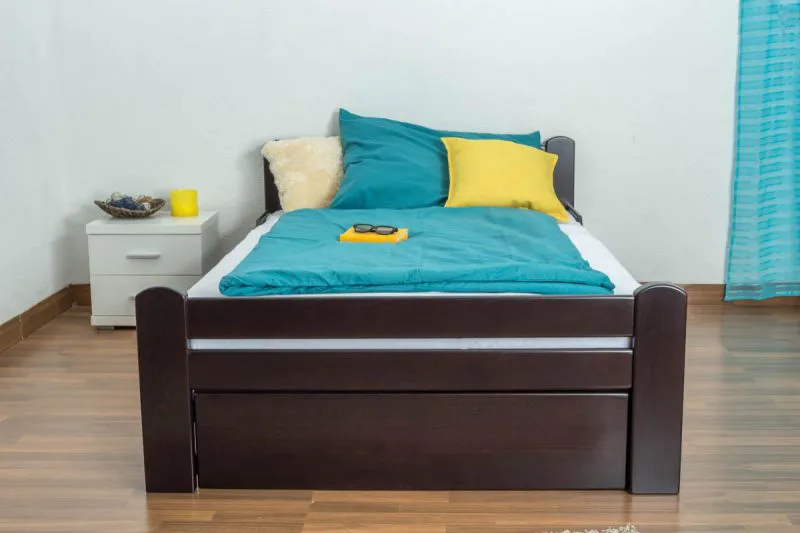 Holzbett 120 x 200 cm Buche massiv Schokobraun Abbildung