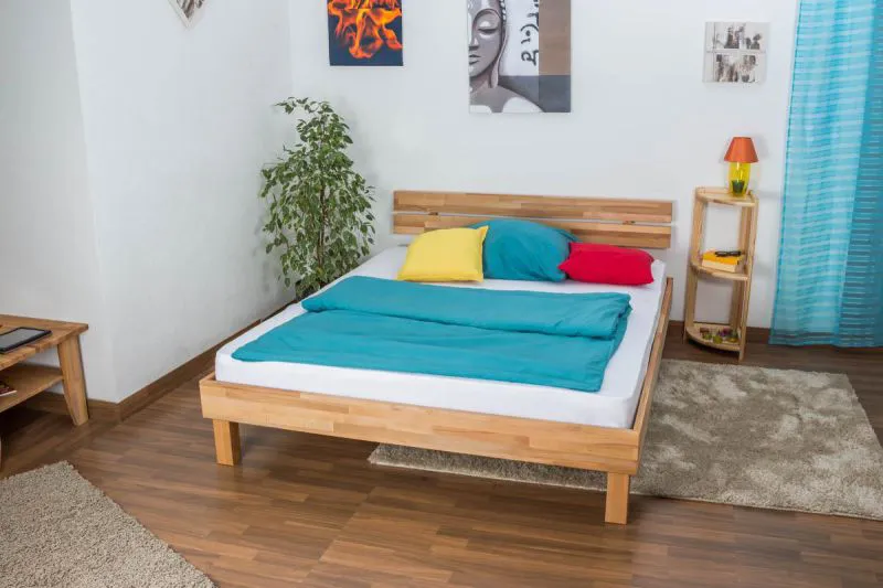 Holzbett 160 x 200 cm Kernbuche massiv geölt Abbildung