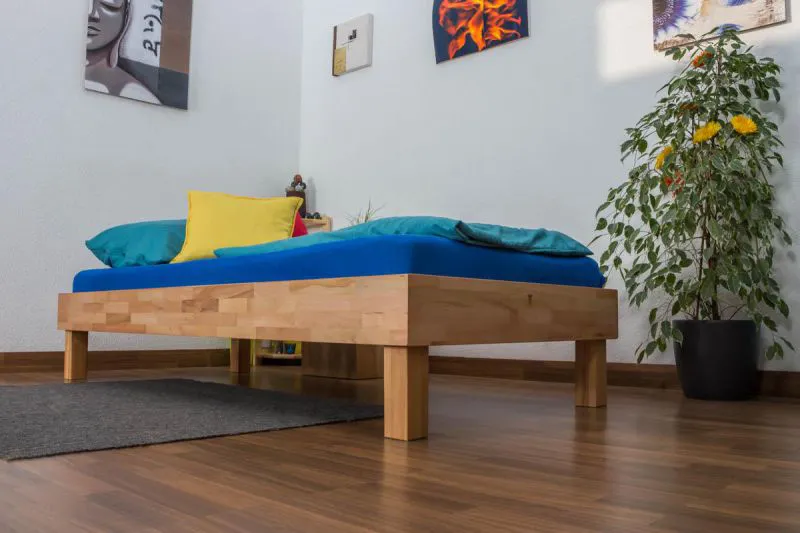 Kernbuche Massivholz Bettgestell 90 x 200 cm geölt Abbildung