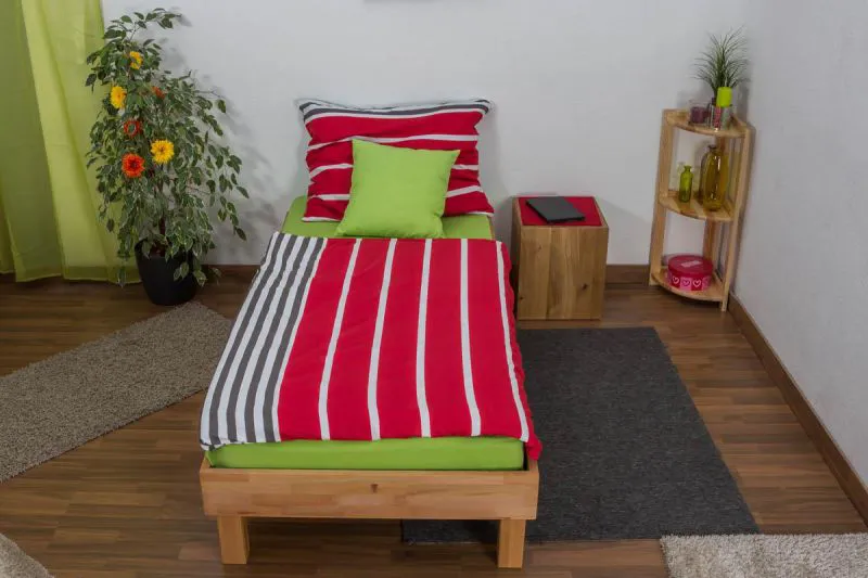 Bett 90 x 200 cm Kernbuche massiv geölt Abbildung
