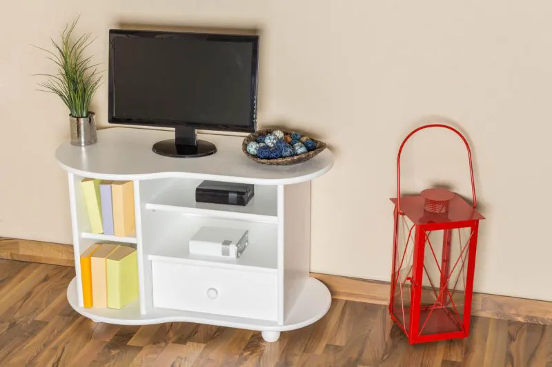TV-Board Massivholz Farbe: Weiß 60x96x48 cm Abbildung