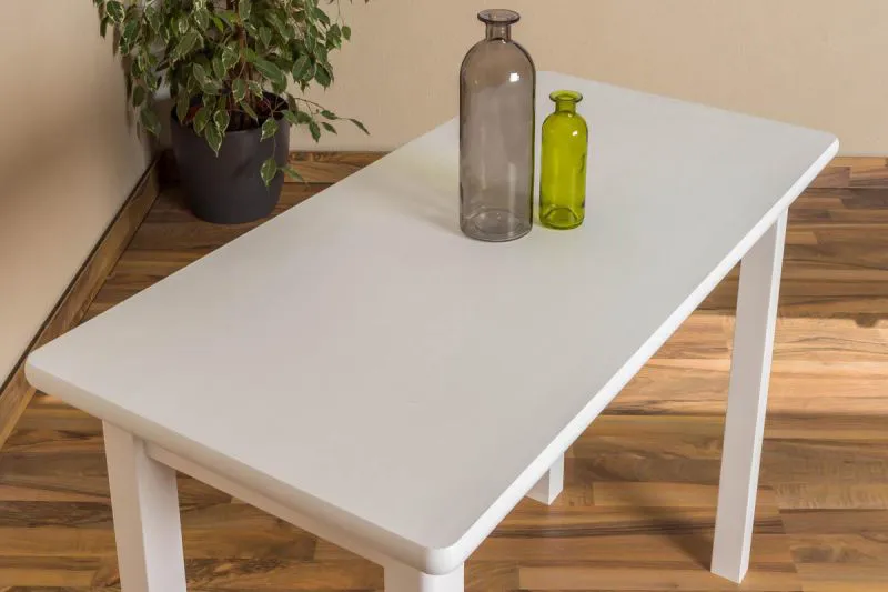 Weißer Esstisch 50x100 cm Kiefer, Farbe: Weiß Abbildung