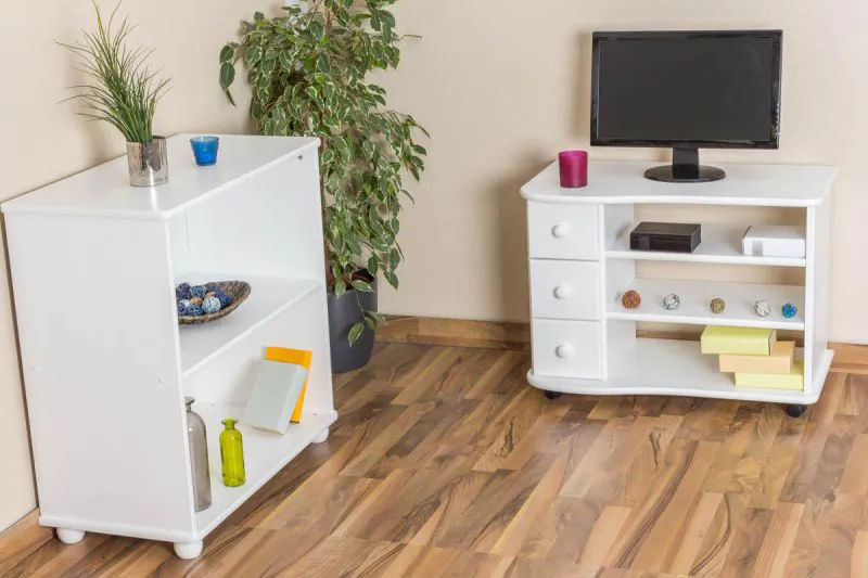 TV-Unterschrank Massivholz Farbe: Weiß 62x82x46 cm  Abbildung
