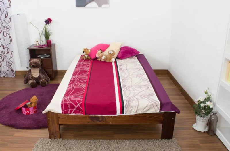 Bettgestell Kiefer 120 x 200 cm Nuss Abbildung