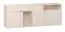 Kommode | 3 Türen | Farbe: Beige | Griffe & Beine: Eiche | 1 Schublade | Maße: 187 x 42 x 70 cm | zwei offene Fächer | Soft-Close-Funktion | sechs Fächer