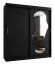Kleiderschrank / Schiebetürenschrank Lagginhorn 15, Farbe: Schwarz, eine Spiegeltür, 1,8 Meter breit, 10 Fächer, Aluminiumschienen, zwei Kleiderstangen