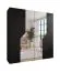 Drehtürenschrank / Kleiderschrank | Farbe: Schwarz | Soft-Close-Funktion | 2 Spiegeltüren | ABS-Kanten | Griffe: Kaschmir | Maße: 200 x 52 x 202 cm | 2 Kleiderstangen