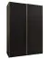 Kleiderschrank / Schiebetürenschrank | 2 Kleiderstangen | 2 Schiebetüren | 245,5 x 170 x 64 cm | 11 Fächer | 10 Einlegeböden | Soft-Close | Farbe: Schwarz
