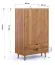 Wäscheschrank Minnu 06, mit 2 Türen Push-to-open, 145 x 90 x 40 cm, 2 Schubladen mit Soft-Close, 2 Einlegeböden, 3 Fächer, geöltes Massivholz Wildeiche