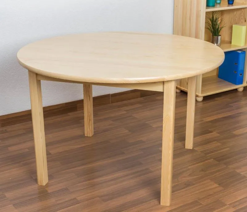 Runder Massivholz Esstisch 120x120 cm Kiefermassiv, Farbe: Natur Abbildung