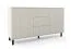 Kommode | 2 Drehtüren | Kaschmir | 3 Schubladen | 4 Fächer | Maße: 150 x 40 x 82 cm | Lamellen Front | hochwertige Verarbeitung | Push-to-open Funktion