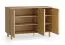 Kommode | 3 Drehtüren | Farbe: Eiche | 6 Fächer | Soft-Close Funktion | verstellbare Einlegeböden | 123 x 46 x 83 cm | Eichenholzbeine | Sideboard