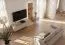 Wohnwand | inkl. Integrierter LED-Beleuchtung | Farbe: Clay Grau / Eiche Coast Evoke | Push-to-open Funktion | 220 x 40 x 160 cm | geriffelte Front | langes TV-Board