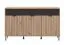 Wohnzimmer Komplett - Set A Zvesdara, 6-teilig, Farbe: Eiche Artisan / Schwarz, zwei Vitrinen, ein TV-Schrank, ein Wandregal, eine Kommode, ein Couchtisch, ABS-Kanten