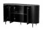 Kommode Annelin 11 mit 6 Fächern, 81 x 150 x 40 cm, in Schwarz, Soft Close System, 1 Glastür, optionale LED-Beleuchtung am Glaseinlegeboden verfügbar
