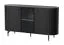 Schlafzimmer - Set G Annelin, 6-teilig, in Schwarz, 1 Vitrine und 1 Kommode mit LED-Beleuchtung, 1 Beistelltisch, 1 Kommode mit Schubladen