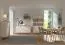 Esszimmer Set | 4-teilig | Farbe: Beige | 1 Vitrine | 1 Sideboard | 1 Highboard | 1 Esstisch 180 x 90 cm | ABS-Kanten | Griffe & Beine: Metall