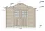 Gartenhaus Wiesentraum 01, Naturbelassen, 34 mm Blockbohlenhaus, Grundfläche 9 m², Satteldach, mit 1 Doppeltür und 1 Einzelfenster