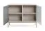 Edle Kommode mit Glastür, in Kaschmir, 83 x 104 x 39 cm, mit 4 geräumigen Fächern, inkl. LED-Beleuchtung, Push-to-open Funktion, 2 Türen