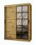 Schiebetürenschrank / Kleiderschrank | Farbe: Eiche Artisan | 5 Fächer | 2 Kleiderstangen | 150 x 62 x 200 cm | dekorative Spiegeltür | für Schlafzimmer