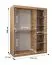 Schiebetürenschrank / Kleiderschrank Bernina 11, Farbe: Schwarz, 1,5 Meter breit, eine Tür mit Spiegel, fünf Fächer, zwei Kleiderstangen, Aluminiumschienen