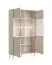 Esszimmer Set | 4-teilig | Farbe: Beige | 1 Vitrine | 1 Sideboard | 1 Highboard | 1 Esstisch 180 x 90 cm | ABS-Kanten | Griffe & Beine: Metall