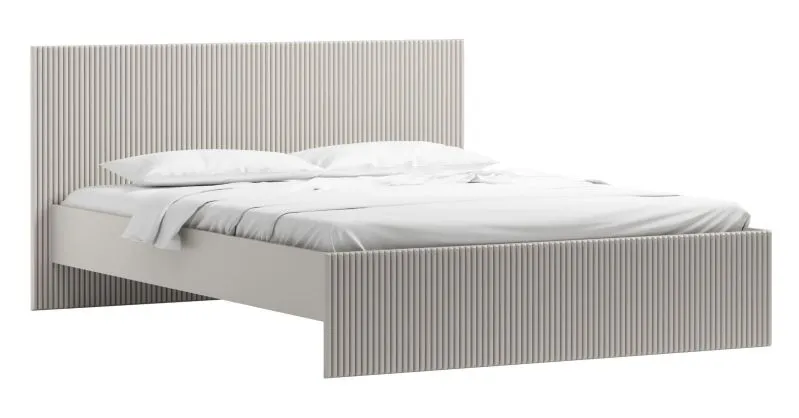 Einzelbett in Kaschmir, Liegefläche 90 x 200 cm, Rillenmuster an Kopf- und Fußteil, inkl. Lattenrost, modernes Gästebett, sehr stabil und langlebig