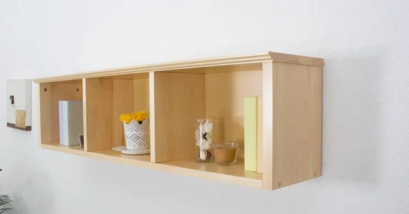 Küchenregal Hängeregal Küchen-Wandregal - 120 cm breit, Kiefer Massivholz, Farbe: Natur Abbildung