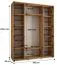 Eichenfarbener Schiebetürenschrank Tharo, viel Stauraum, Anti Staubbürsten, Metallgriffe in Schwarz, auch für Wohnzimmer geeignet, 235,2 x 190 x 45 cm
