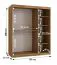 Schiebetürenschrank / Kleiderschrank | Farbe: Eiche Artisan | 150 x 62 x 200 cm | 2 Kleiderstangen | zuverlässiges Gleitsysteme | 5 Fächer | dekorativer  Spiegel